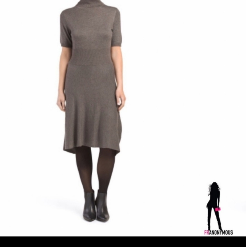 Taupe Turtleneck Sweater Dress